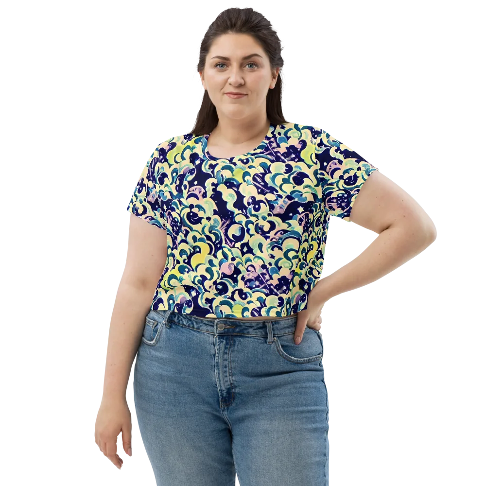 Neon Petal Storm on Crop Tee — Front
