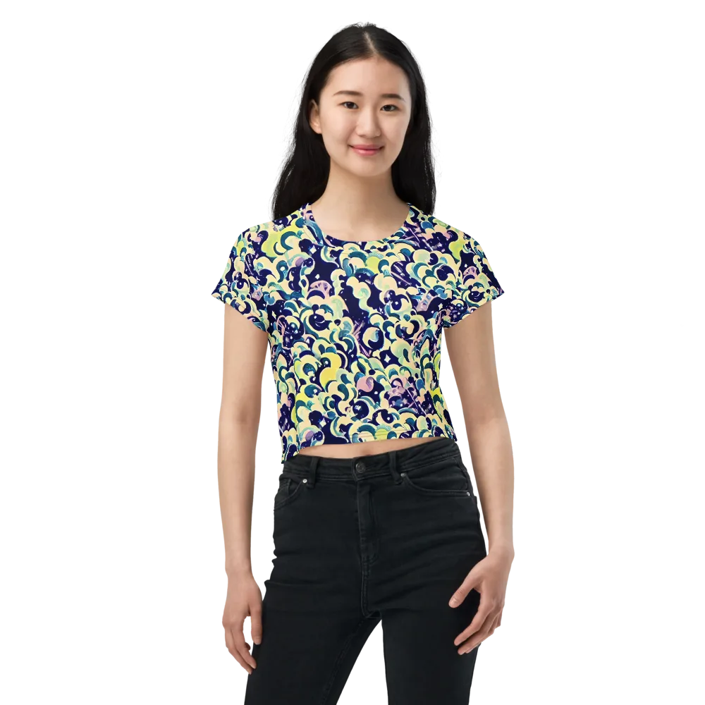 Neon Petal Storm on Crop Tee — Front