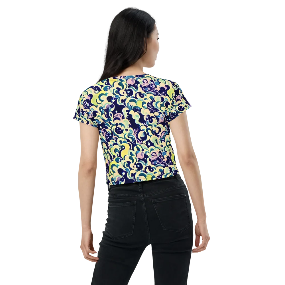 Neon Petal Storm on Crop Tee — Back