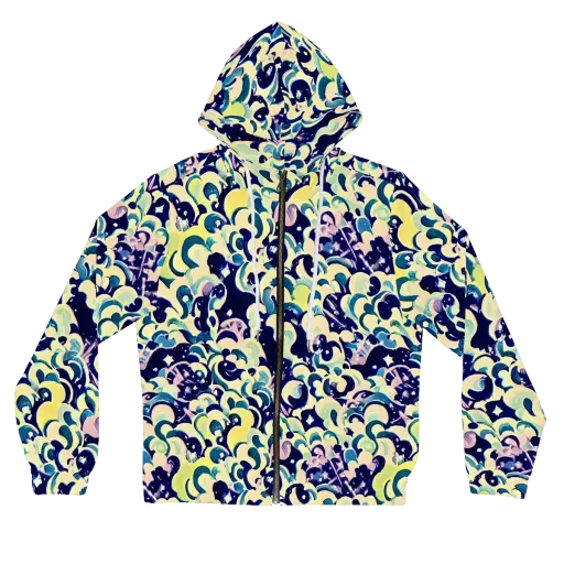 Neon Petal Storm on a Women's Full-Zip Hoodie