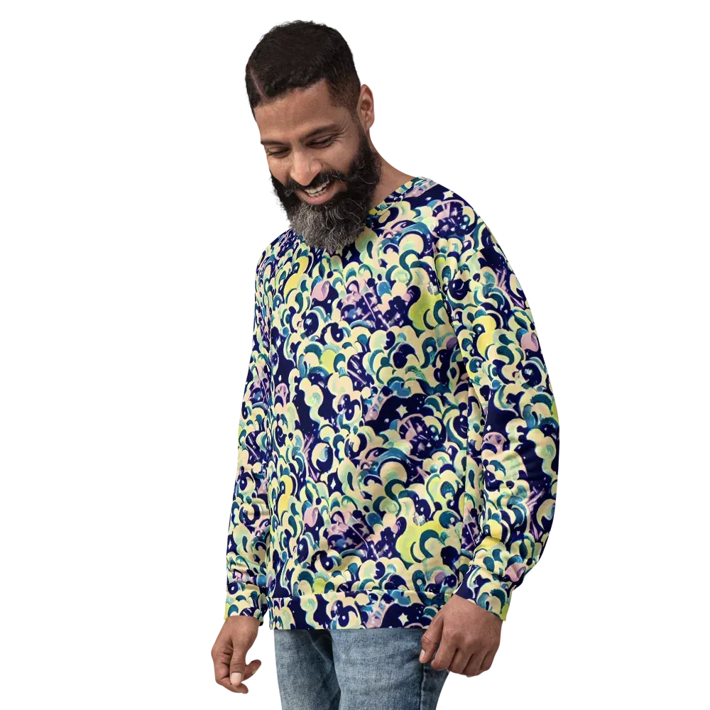 Neon Petal Storm on Sweatshirt — Left Front