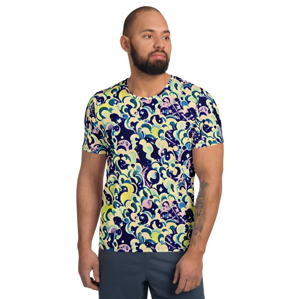 Neon Petal Storm on Men's Athletic T-Shirt — Front