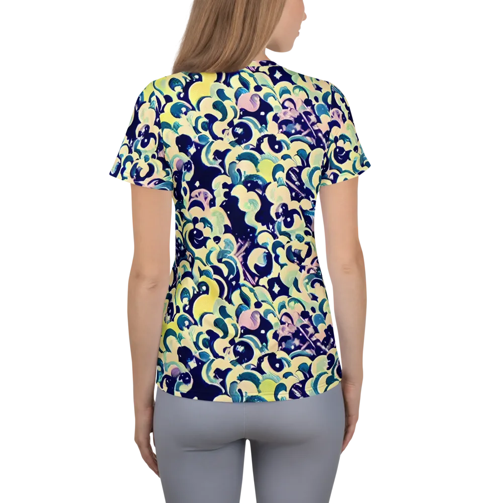 Neon Petal Storm on Women's Athletic T-Shirt — Back