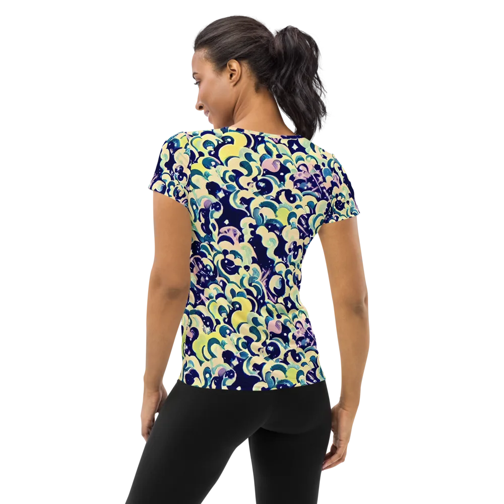 Neon Petal Storm on Women's Athletic T-Shirt — Back