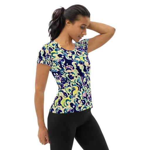 Neon Petal Storm on a Women's Athletic T-Shirt