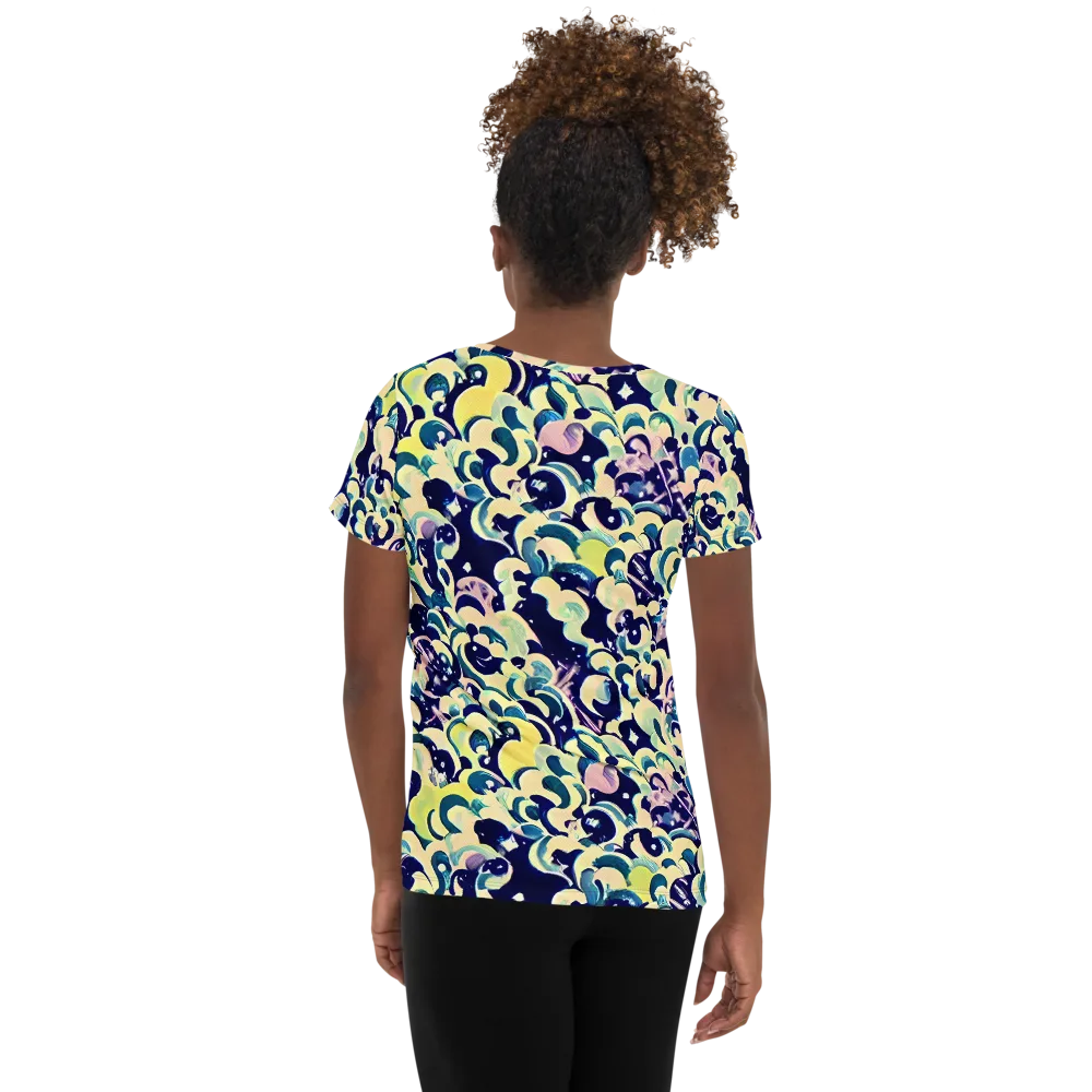 Neon Petal Storm on Women's Athletic T-Shirt — Back