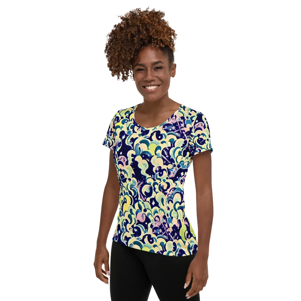 Neon Petal Storm on Women's Athletic T-Shirt — Left