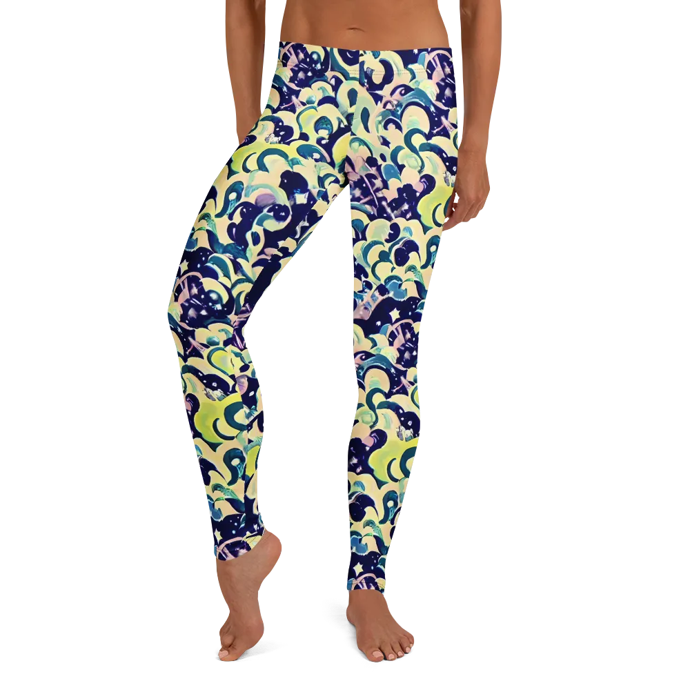 Neon Petal Storm on Leggings — Front