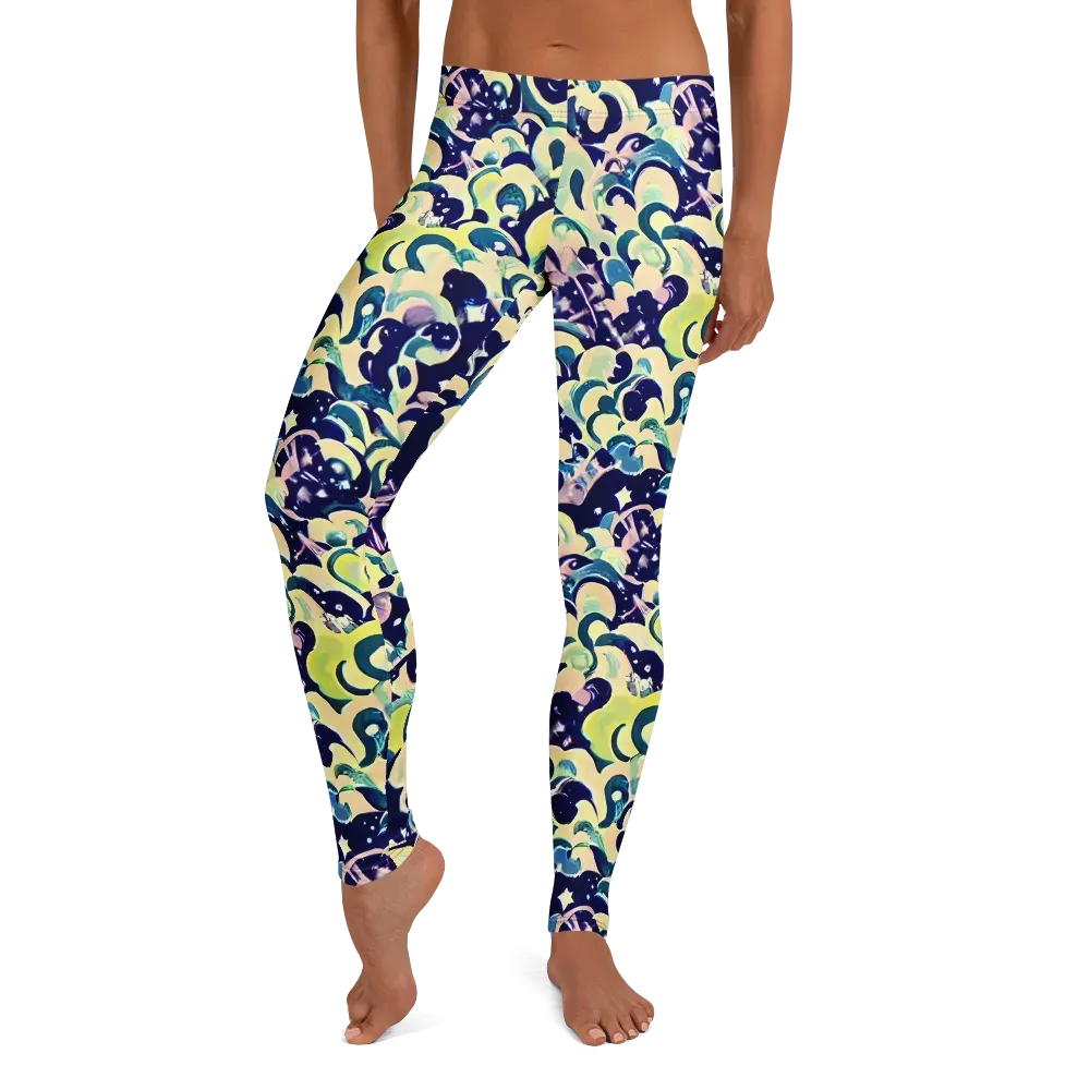 Neon Petal Storm on Leggings — Front