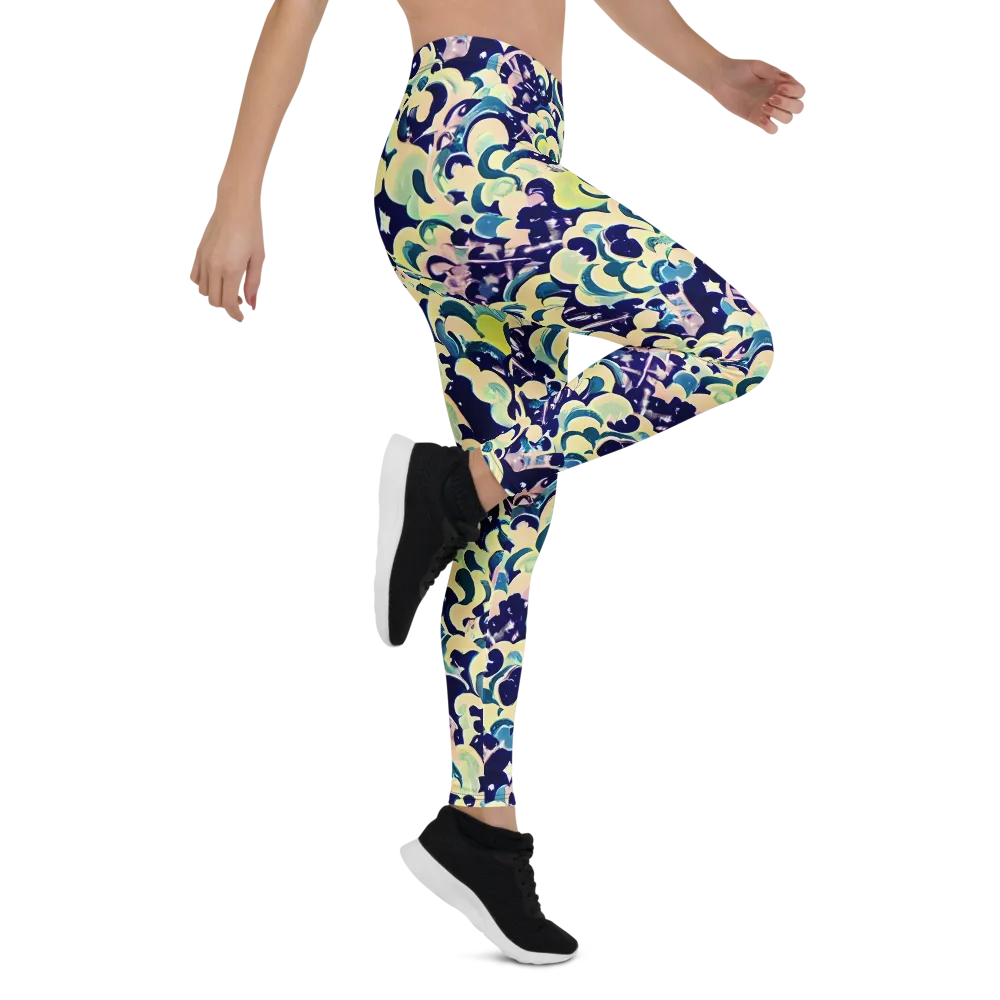 Neon Petal Storm on Leggings — Right
