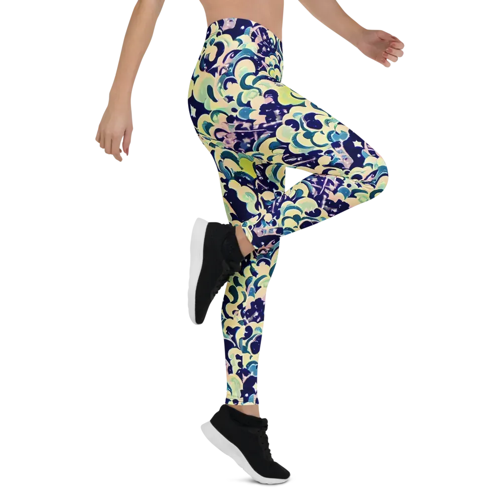 Neon Petal Storm on Leggings — Right
