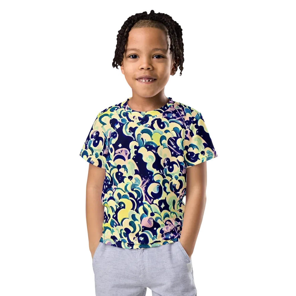 Neon Petal Storm on Kids Crew Neck T-Shirt — Front