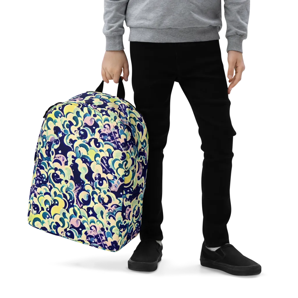 Neon Petal Storm on Minimalist Backpack — Zoomed-in