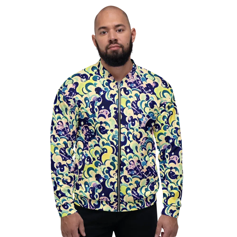 Neon Petal Storm on Bomber Jacket — Front