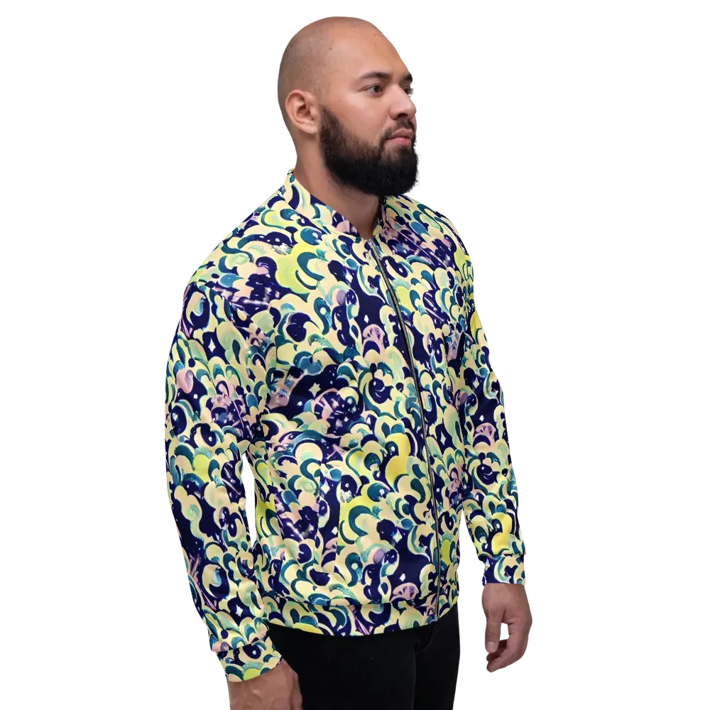 Neon Petal Storm on Bomber Jacket — Right