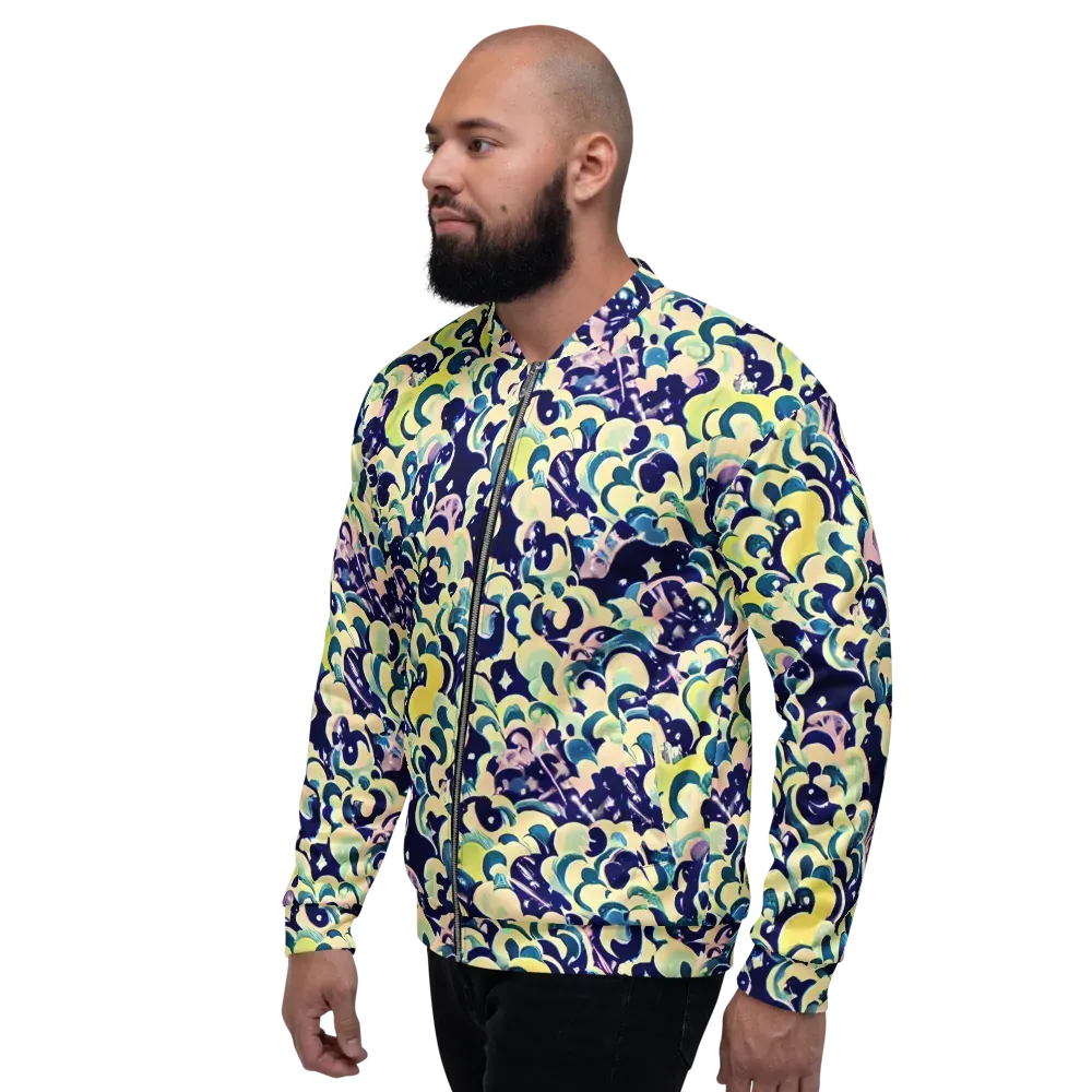Neon Petal Storm on Bomber Jacket — Left