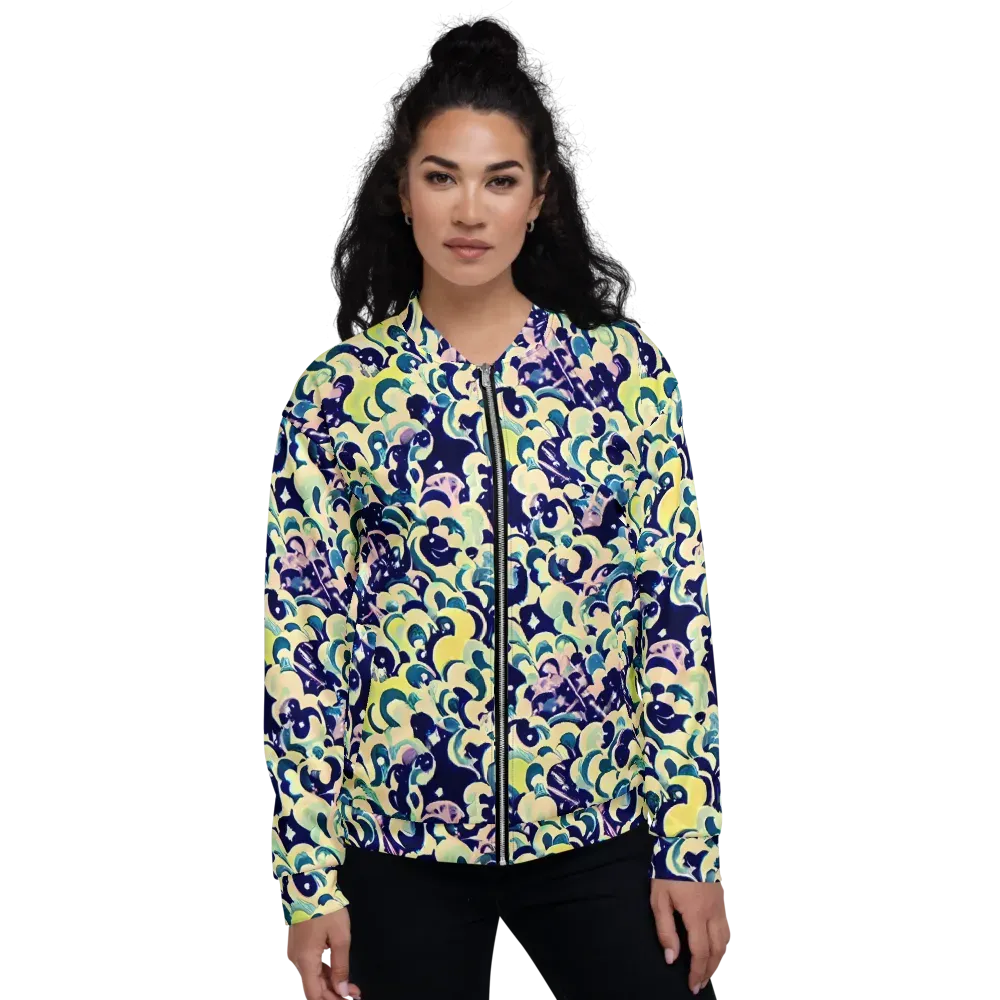 Neon Petal Storm on Bomber Jacket — Front