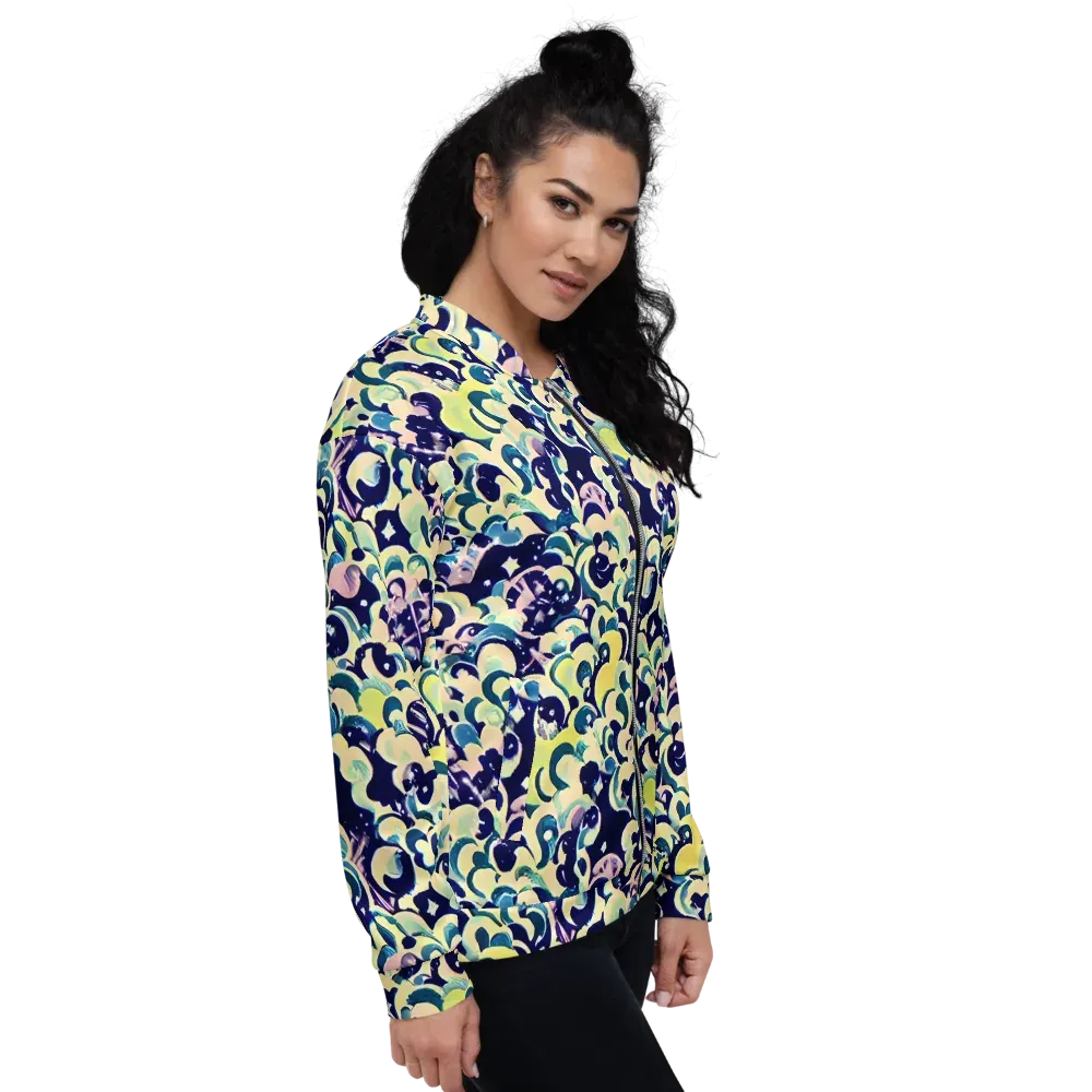 Neon Petal Storm on Bomber Jacket — Right