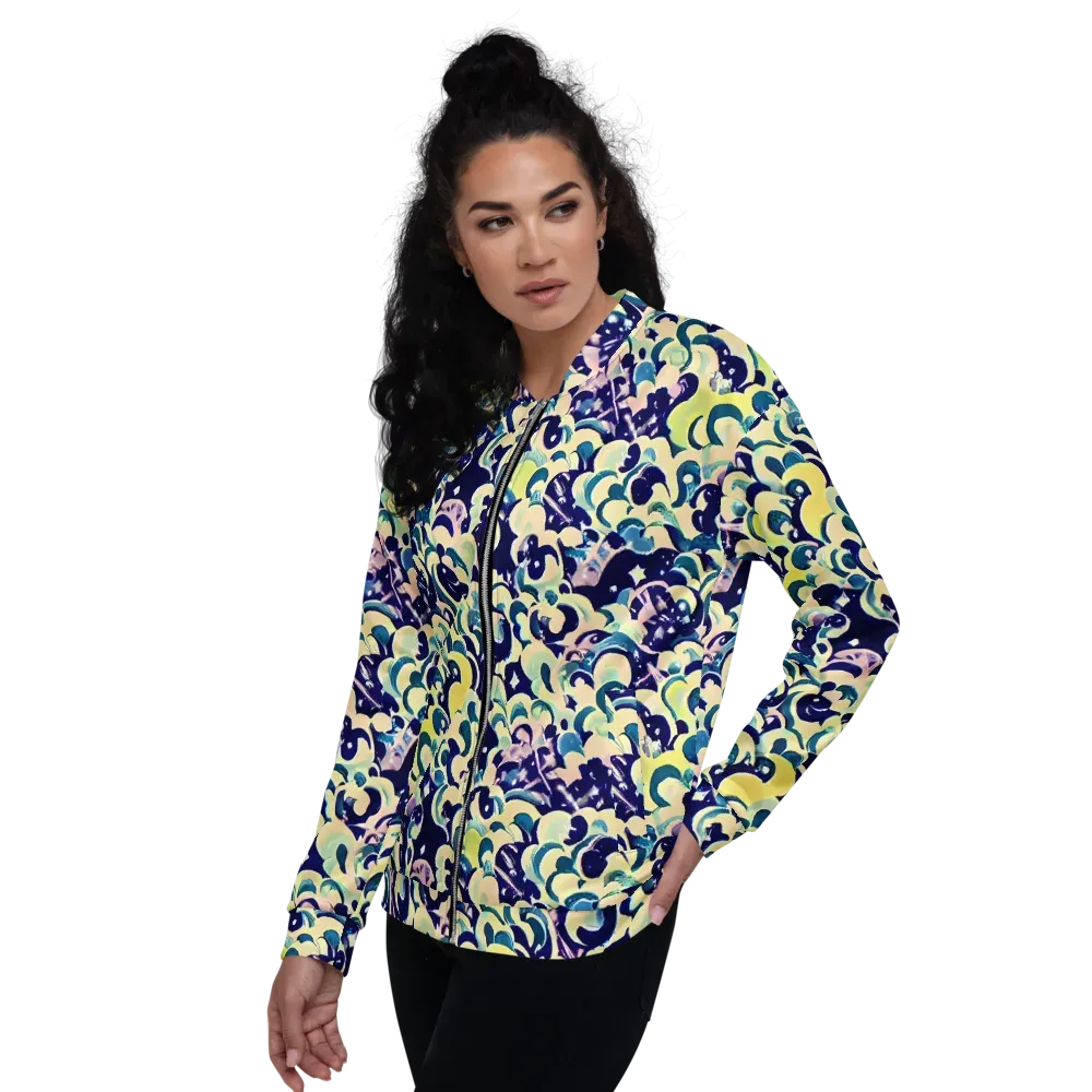 Neon Petal Storm on Bomber Jacket — Left