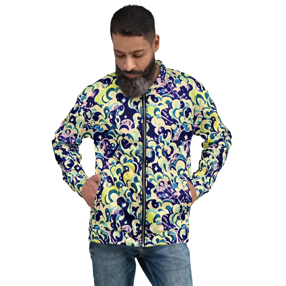 Neon Petal Storm on Bomber Jacket — Front