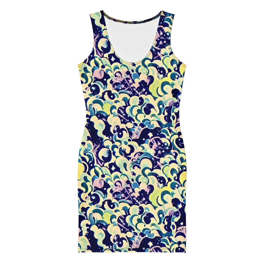 Neon Petal Storm on Bodycon Dress — Front