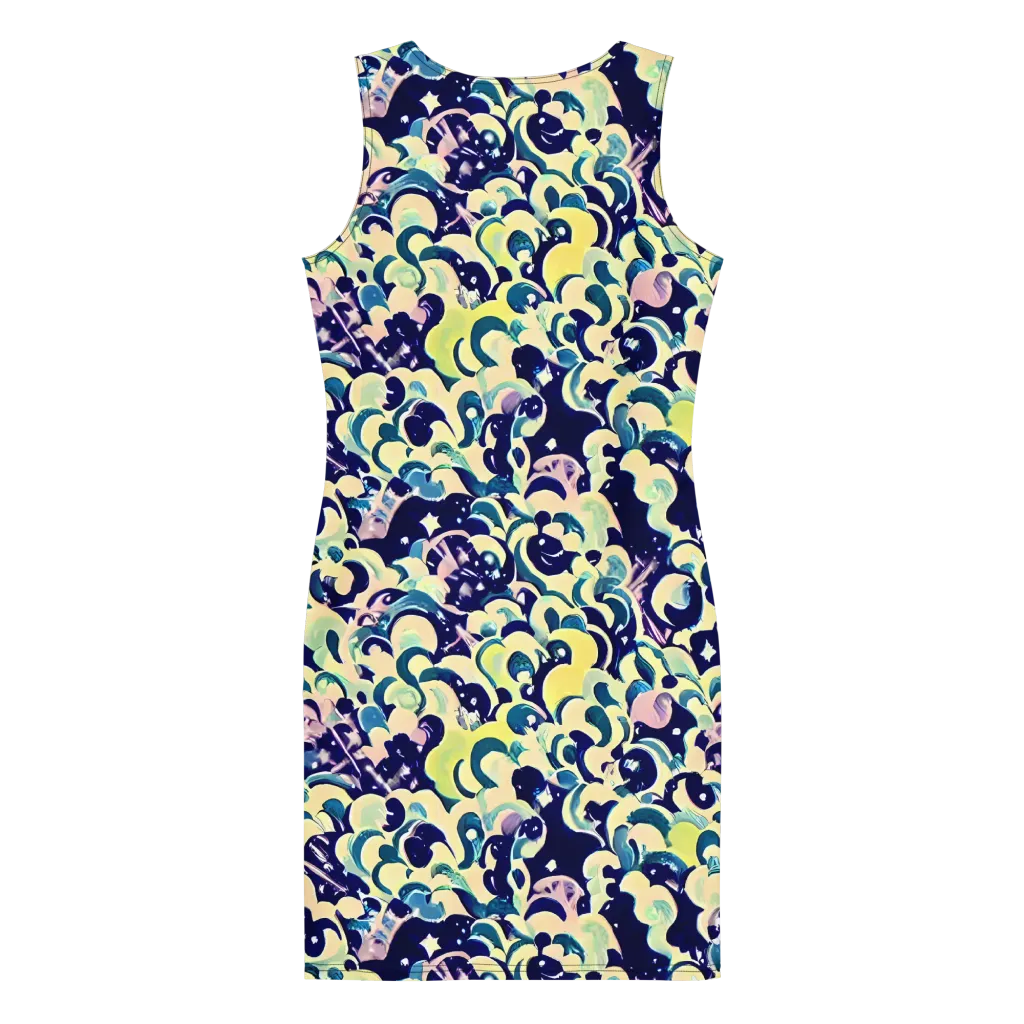 Neon Petal Storm on Bodycon Dress — Back