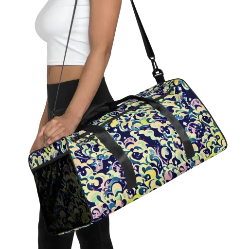 Neon Petal Storm on a Duffle Bag