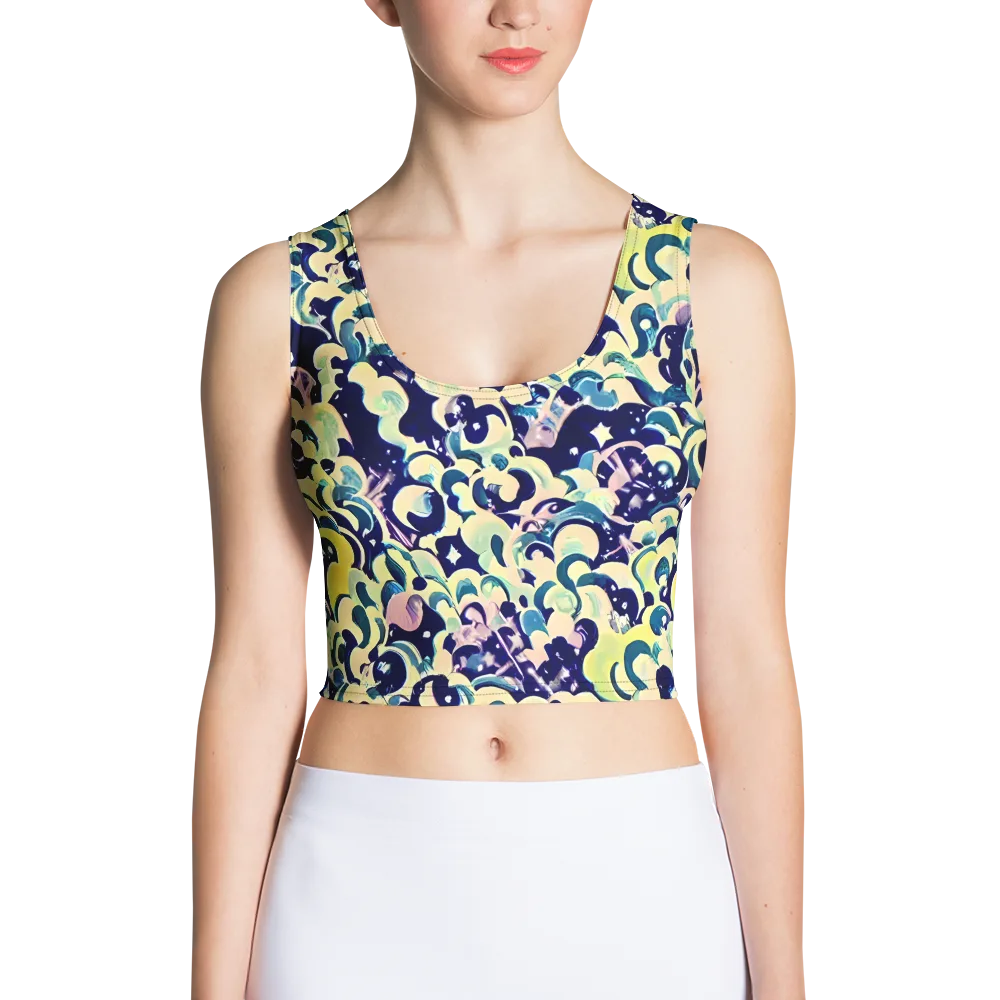 Neon Petal Storm on Crop Top — Front