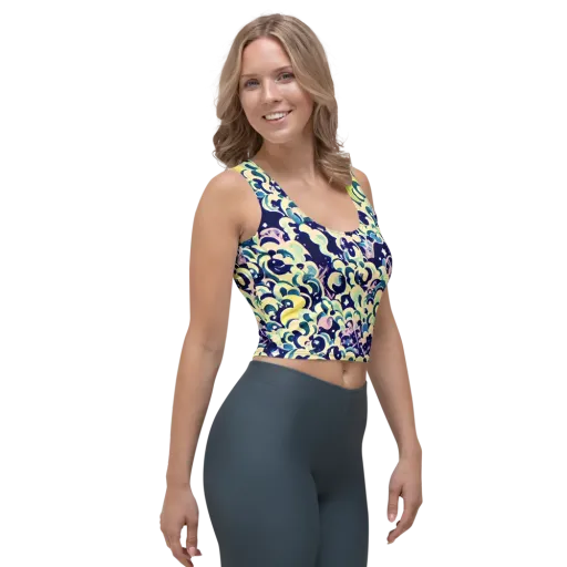 Neon Petal Storm on a Crop Top