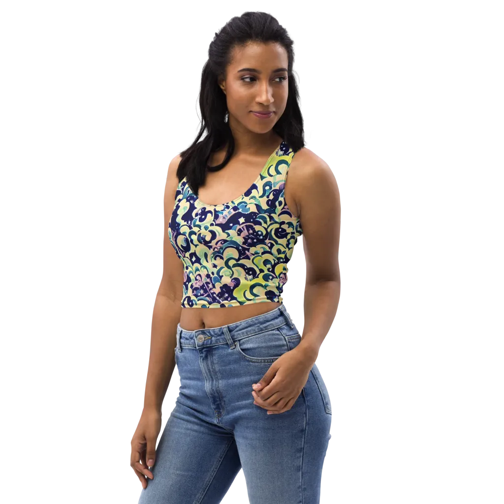 Neon Petal Storm on Crop Top — Left Front