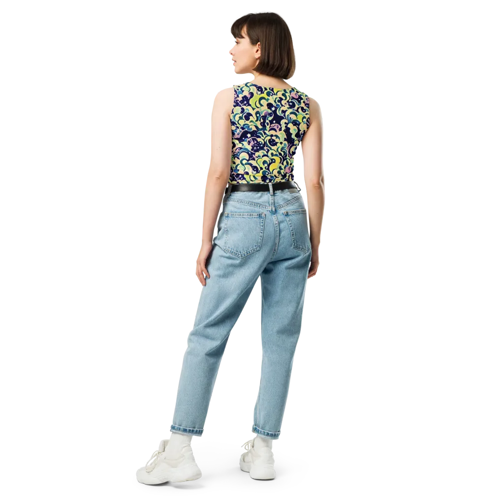 Neon Petal Storm on Crop Top — Back