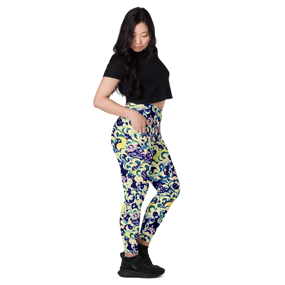 Neon Petal Storm on Leggings with Pockets — Right
