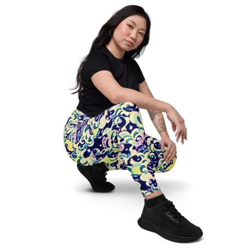 Neon Petal Storm on a Leggings with Pockets