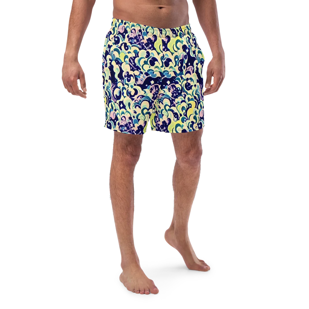 Neon Petal Storm on Swim Trunks — Front