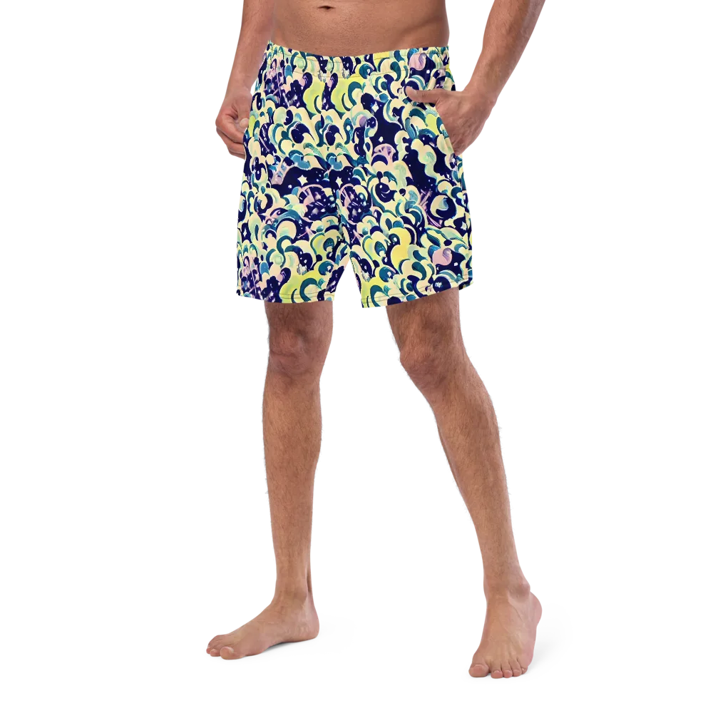 Neon Petal Storm on Swim Trunks — Left Front