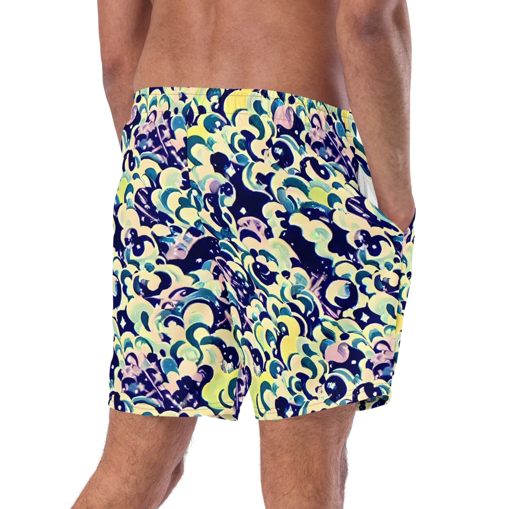 Neon Petal Storm on Swim Trunks — Right Back