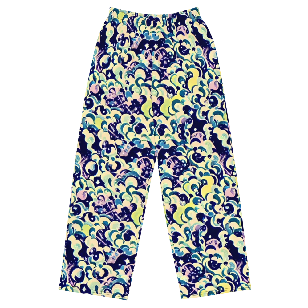 Neon Petal Storm on Wide-Leg Pants — Front