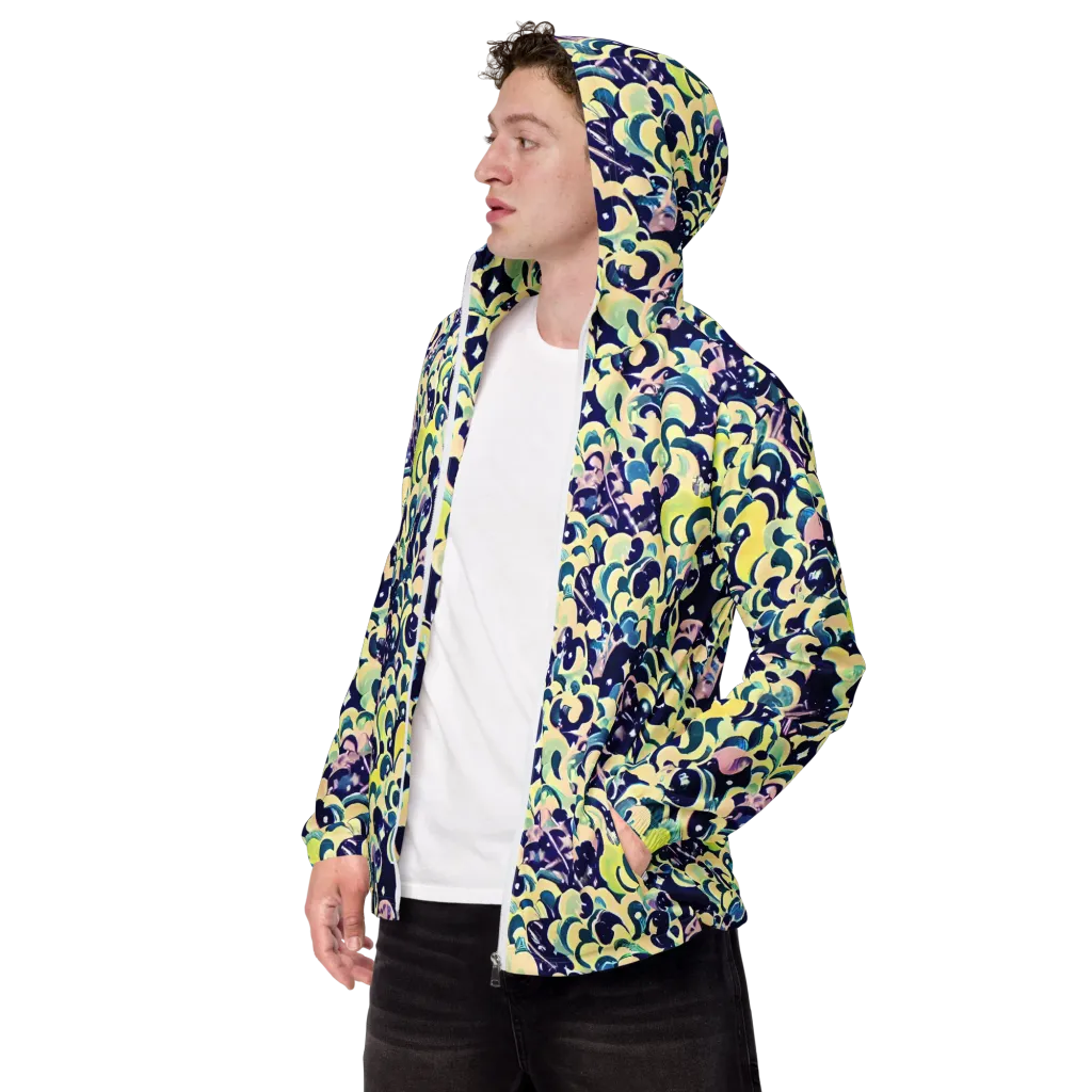 Neon Petal Storm on Men's Windbreaker — Left Front