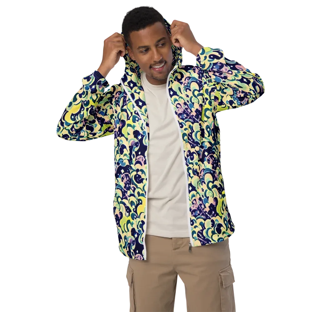 Neon Petal Storm on Men's Windbreaker — Front
