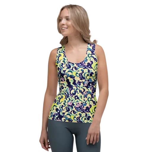 Neon Petal Storm on a Women's Tank Top