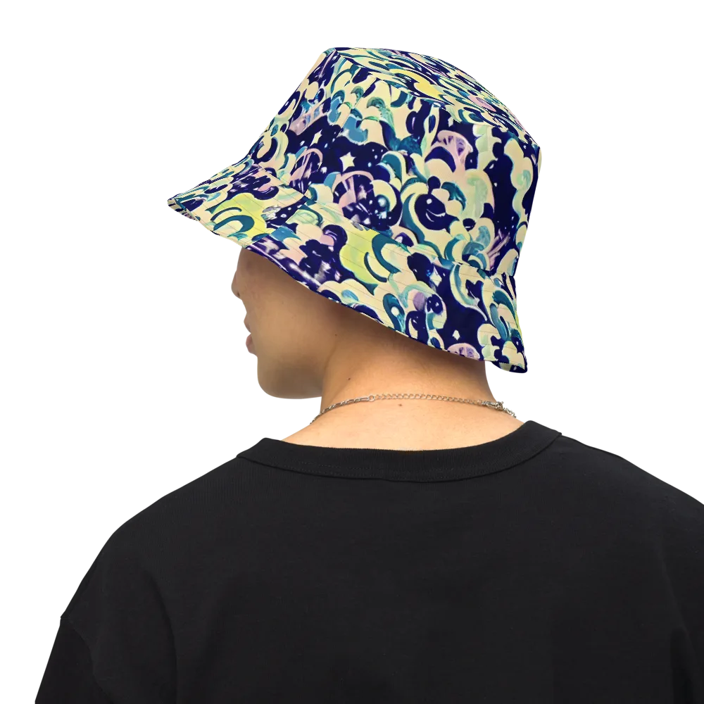 Neon Petal Storm on Reversible Bucket Hat — Back Inside