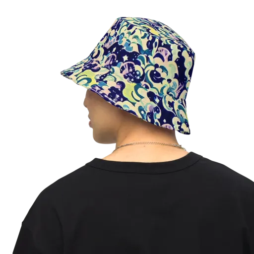 Neon Petal Storm on a Reversible Bucket Hat