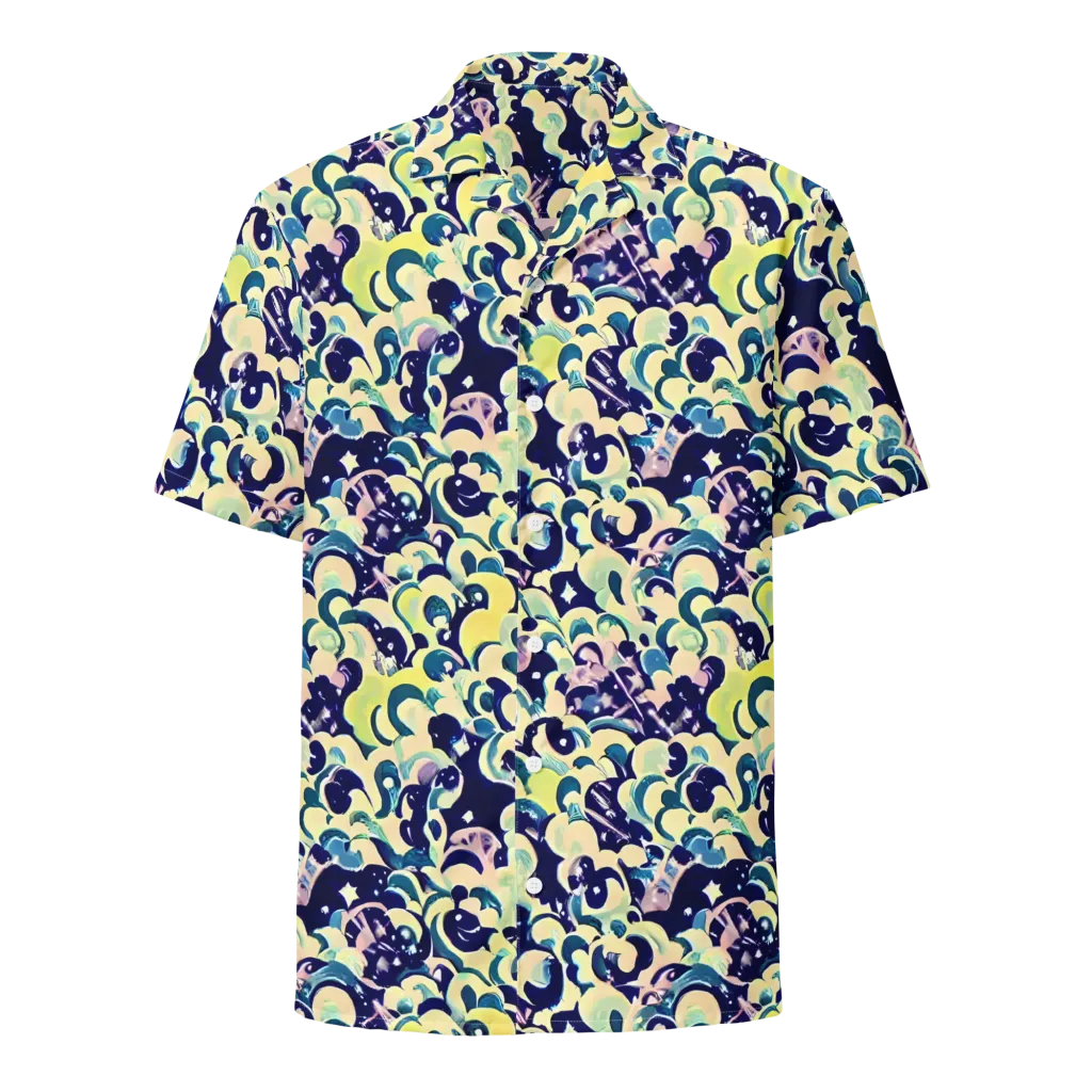 Neon Petal Storm on Button Shirt — Front