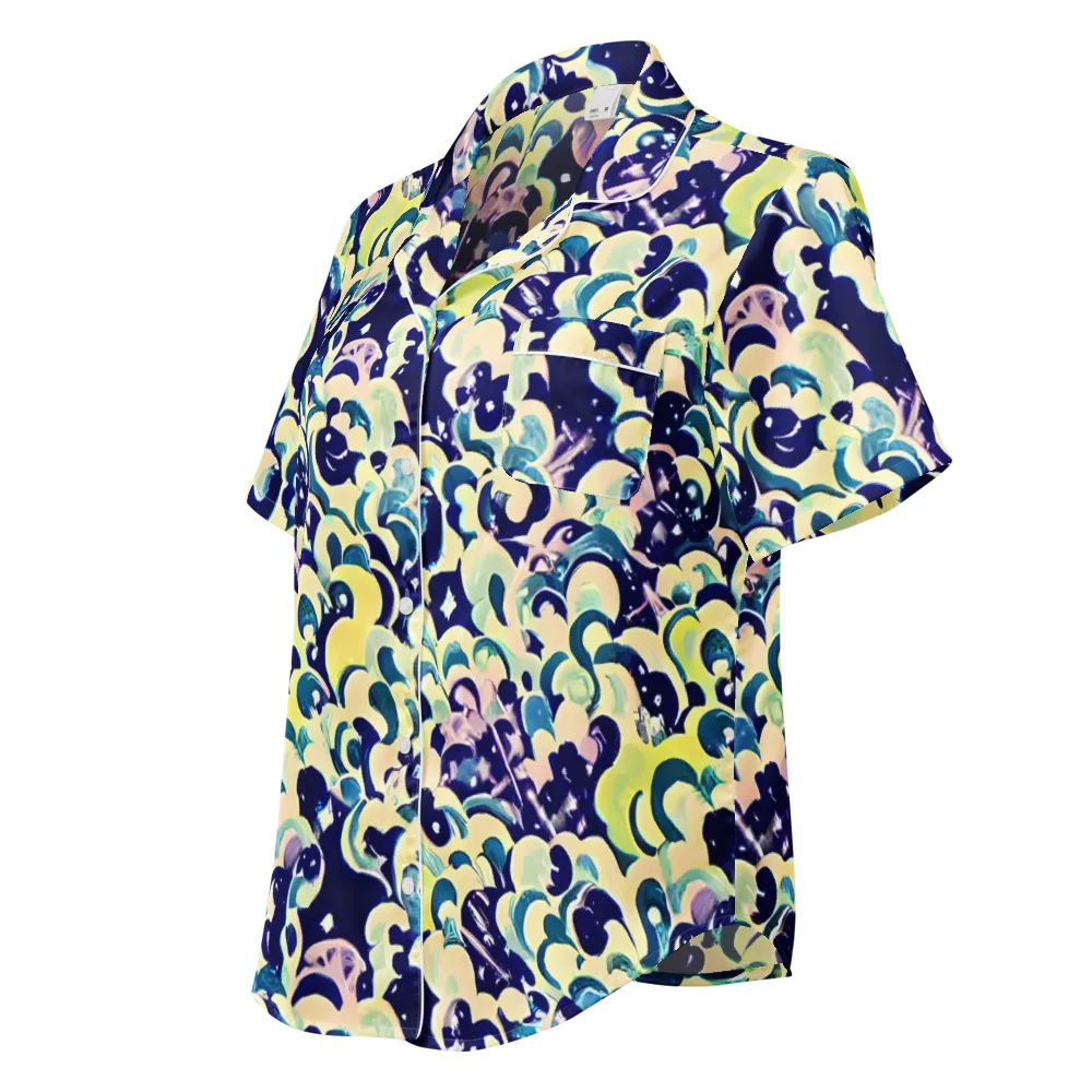Neon Petal Storm on Women's Short Sleeve Pajama Top — Left Front