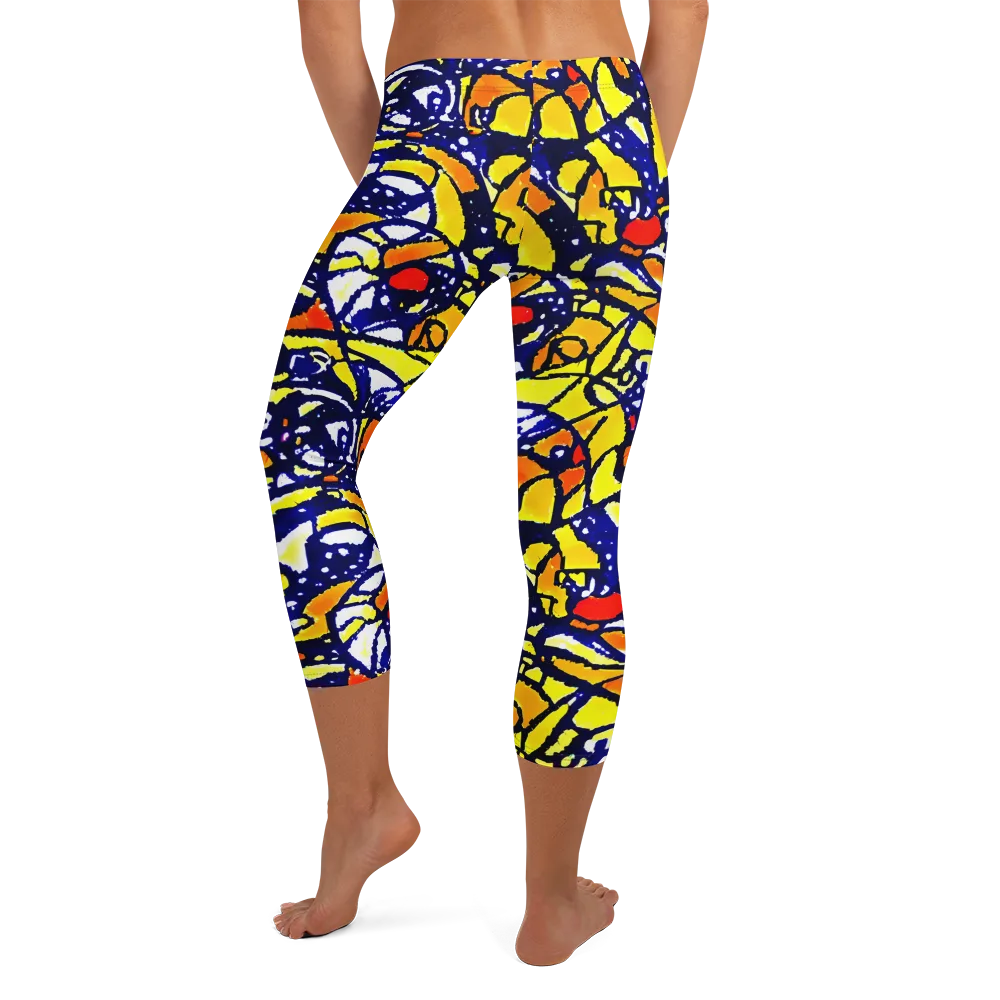 Electric Sunburst on Capri Leggings — Back