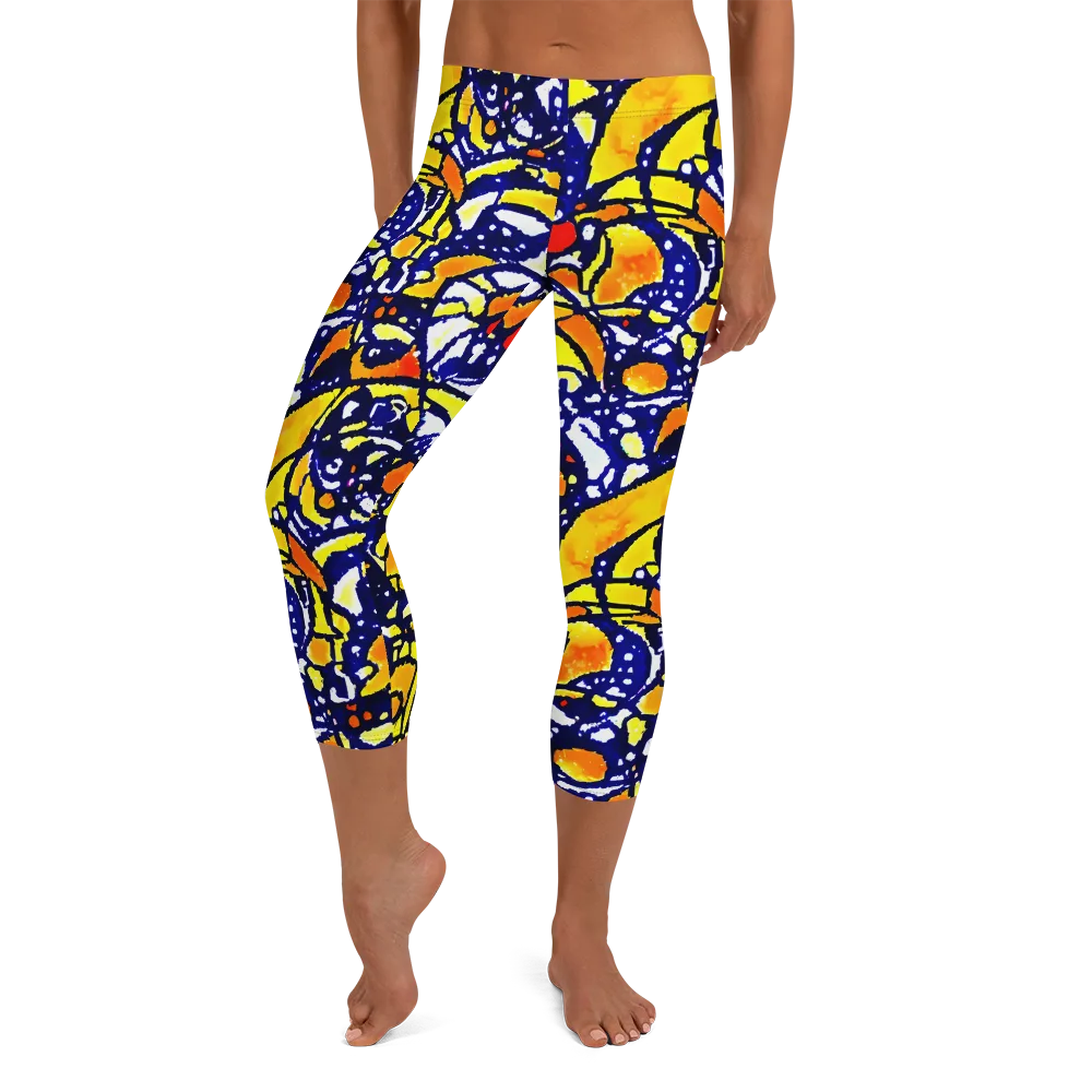Electric Sunburst on Capri Leggings — Front