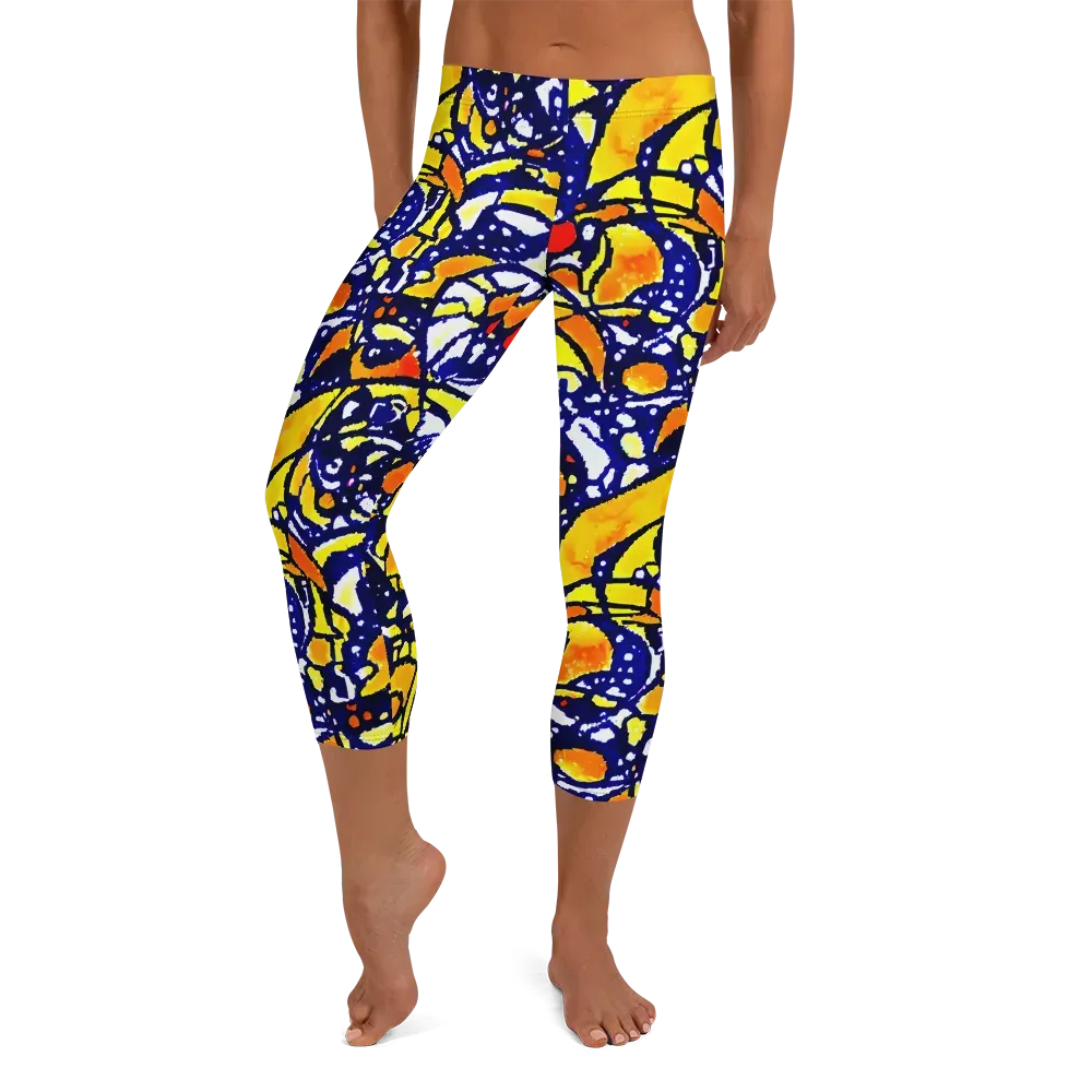 Electric Sunburst on Capri Leggings — Front