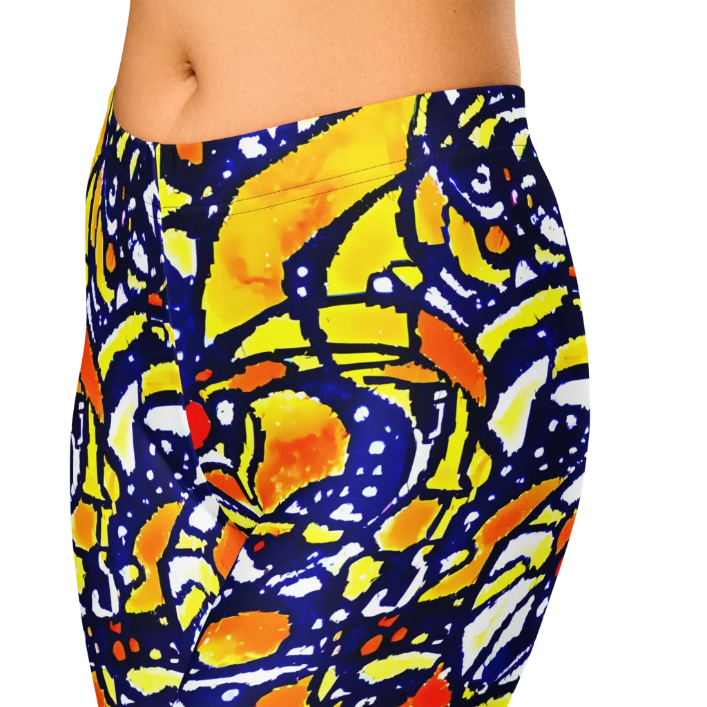 Electric Sunburst on Capri Leggings — Zoomed-in