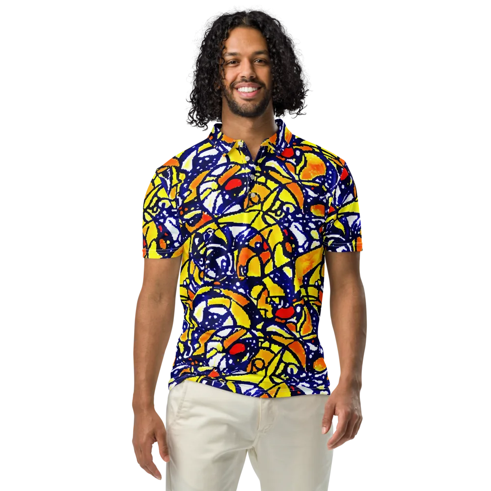 Electric Sunburst on Men's Slim Fit Polo Shirt — Front