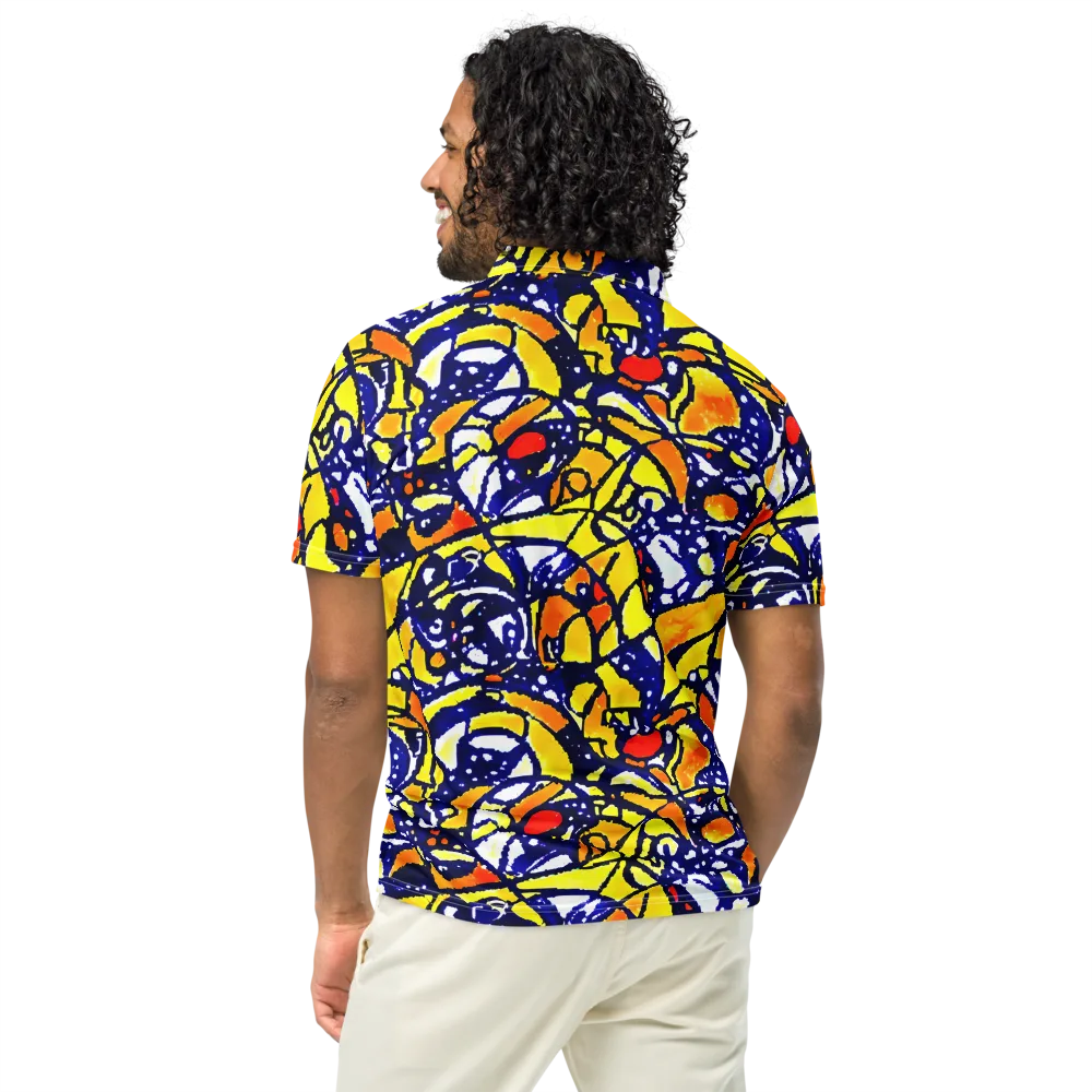 Electric Sunburst on Men's Slim Fit Polo Shirt — Back